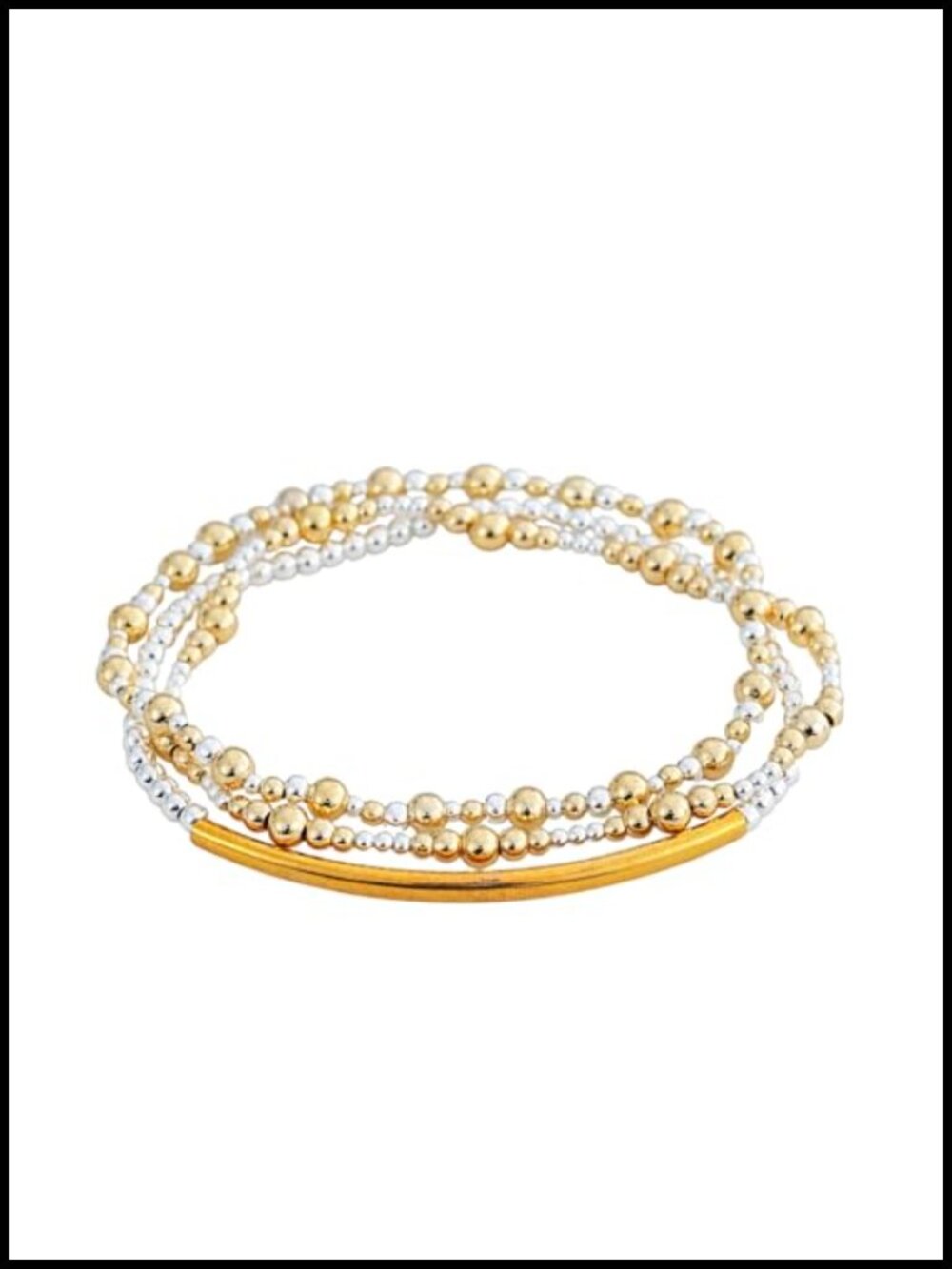 Gold Plated Beaded Bracelet Stack Set for Women, Stretch Elastic Non Tarnish